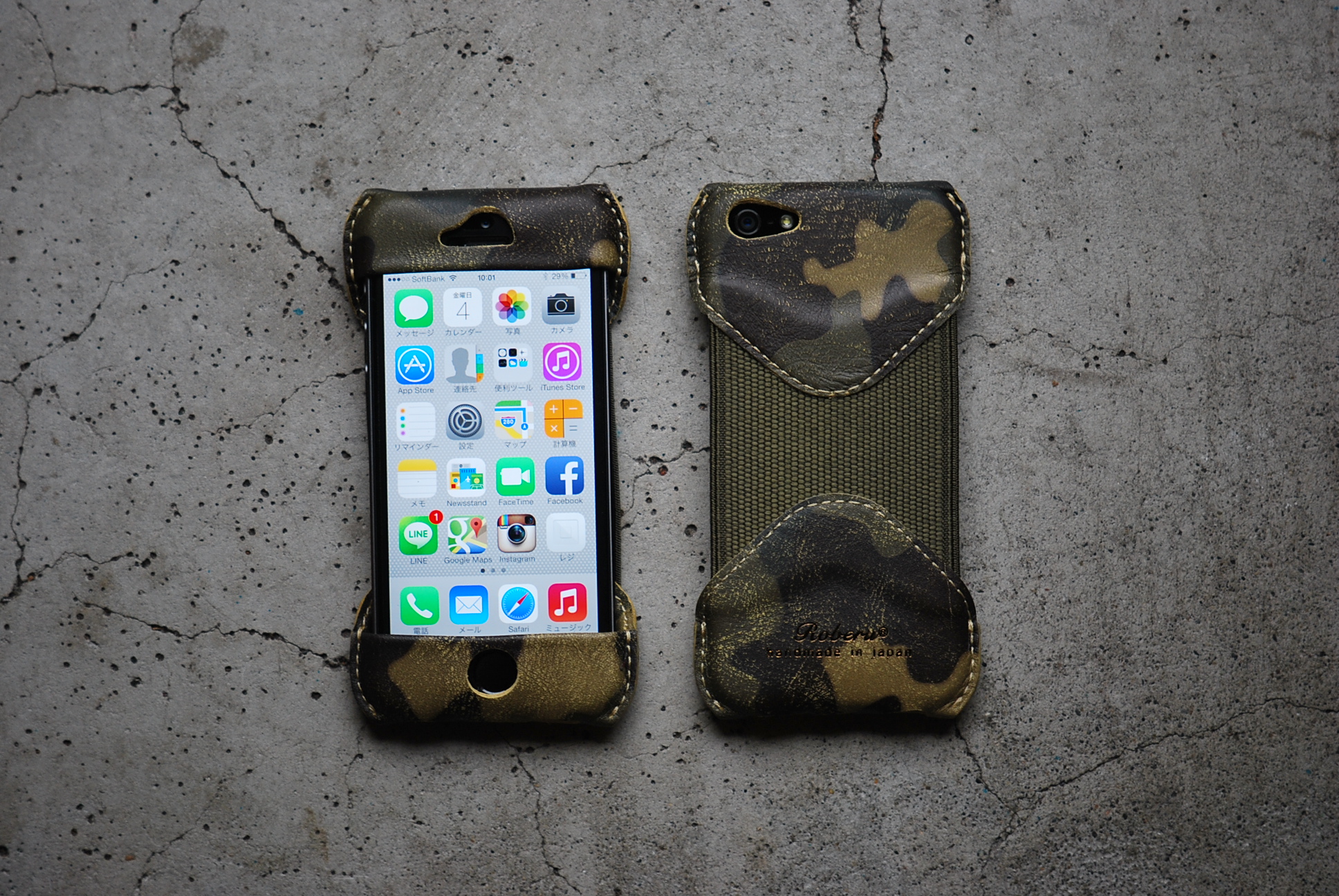 Roberu iPhone 5s Camouflage Leather Case