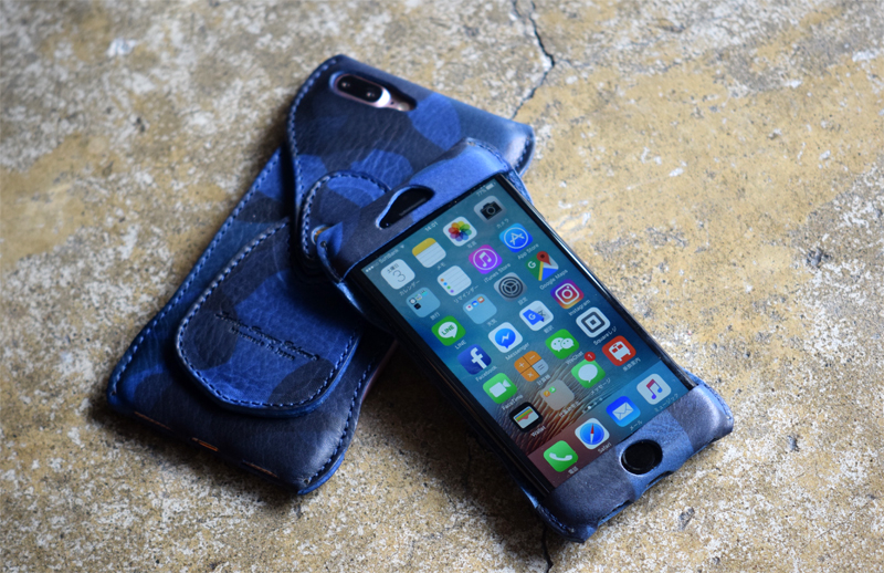 Roberu iPhone 8 / 8 Plus Navy Camouflage Leather Case